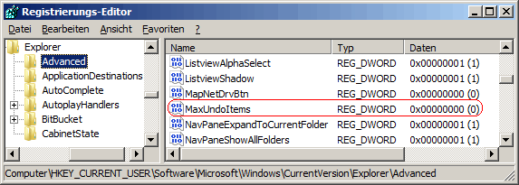 MaxUndoItems