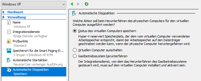 Automatische Stoppaktionen