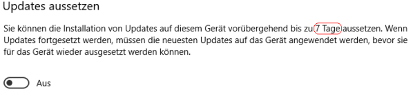 Updates aussetzen