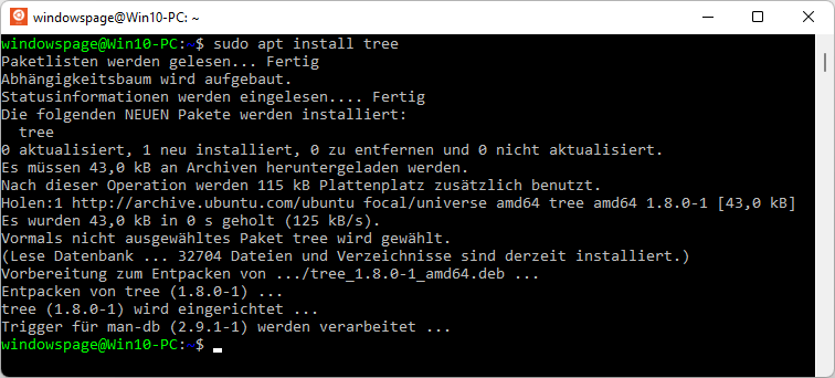 sudo apt install tree