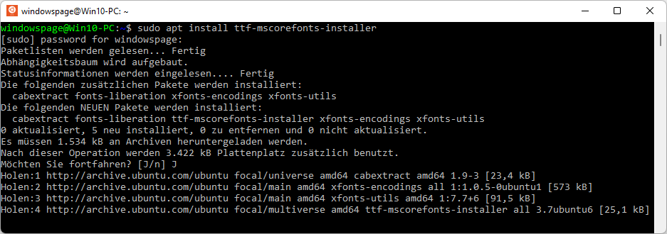 sudo apt install ttf-mscorefonts-installer