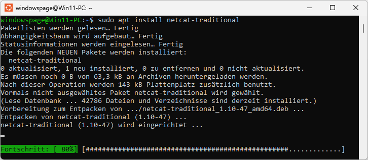 sudo apt install netcat-traditional