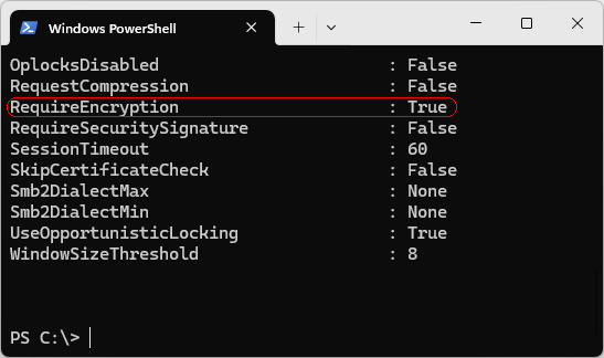 Get-SmbClientConfiguration