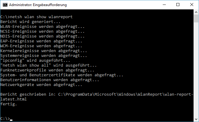 netsh wlan show wlanreport