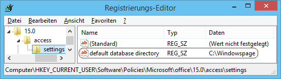 Default Database Directory