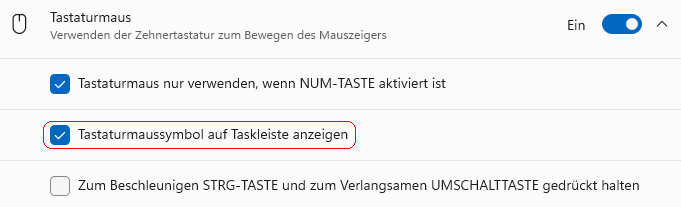 Tastaturmaussymbol auf Taskleiste anzeigen