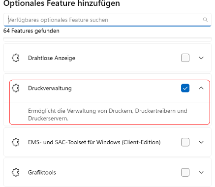 Optionales Features hinzufügen