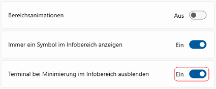 Terminal bei Minimierung im Infobereich ausblenden