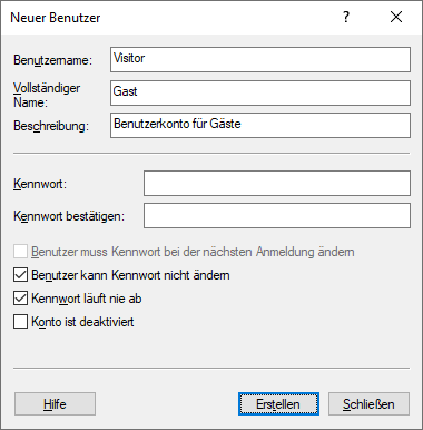 Neuer Benutzer
