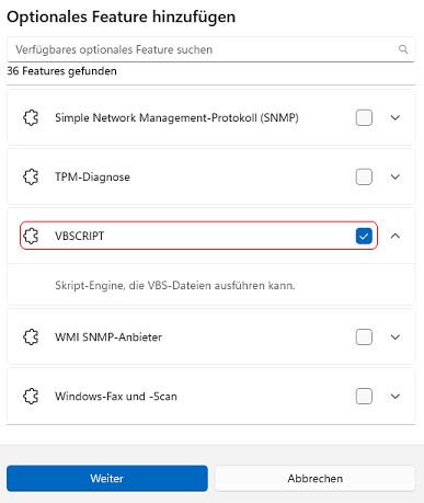 Optionales Feature hinzufügen