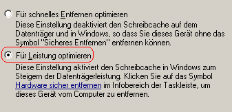 Schreibcache und sicheres Entfernen